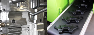 Injection moulding tool & tablet case on production line